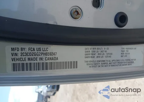 2023 Dodge Challenger Sxt Awd из США, поврежденный, VIN 2C3CDZGG2PH659247